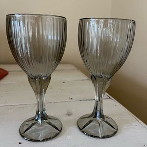 2 Fostoria Monet Wine Glasses Gray